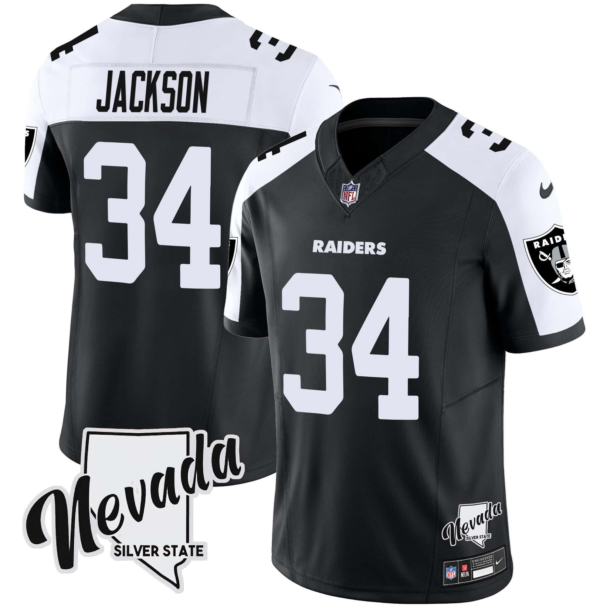 Men Oakland Raiders #34 Jackson Black 2024 Nike Nevada Silver State Patch Vapor NFL Jersey->indianapolis colts->NFL Jersey